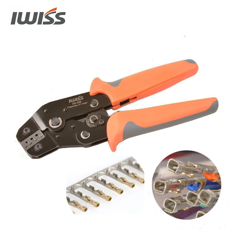 IWISS SN-28B Crimping pliers crimper Tool 0.1-1.0mm ²AWG28-18 Dupont Pins for 2.54mm 3.96mm KF2510 connector