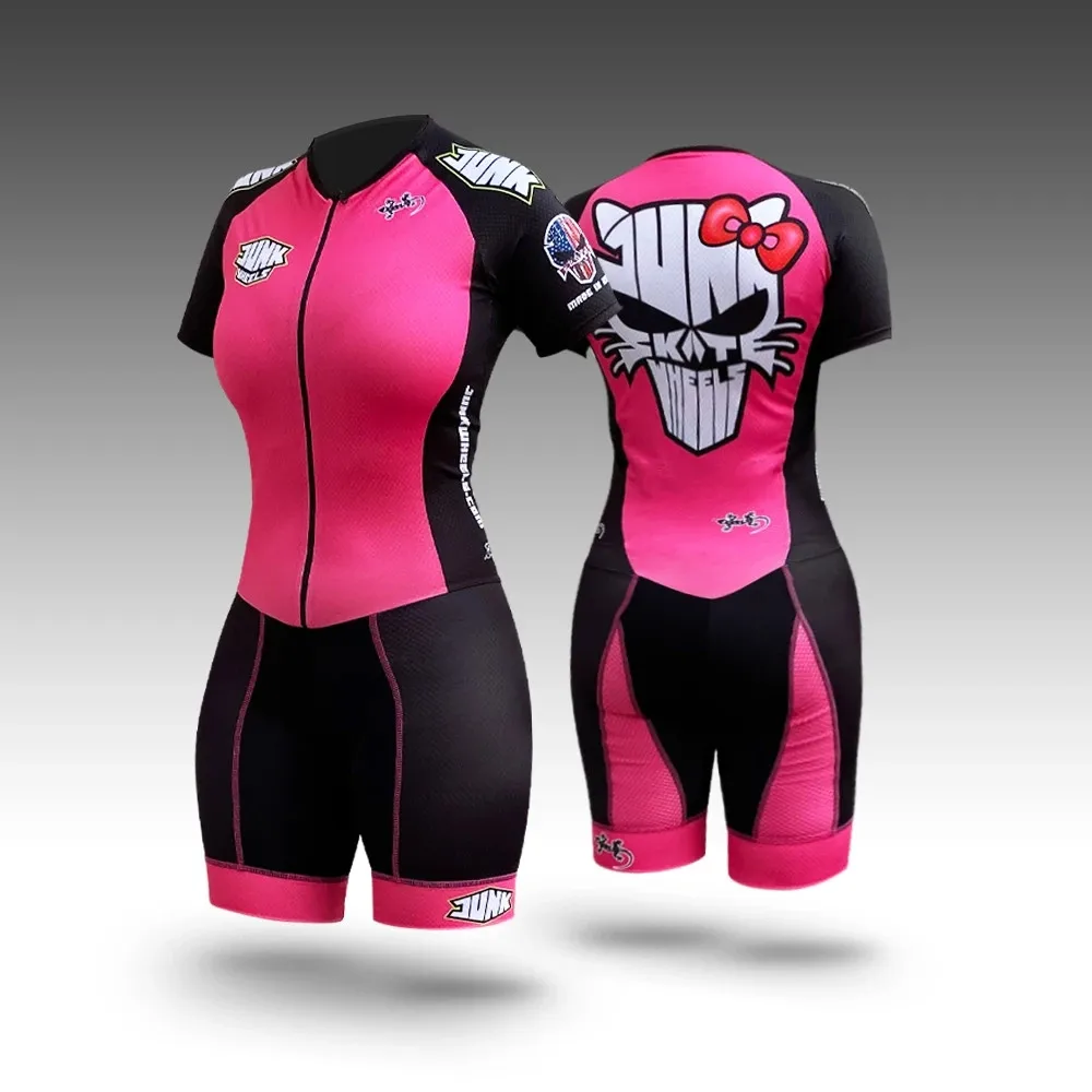 Junk Wheels New Speed Inline Roller Skate Skinsuit Triathlon Racing Suit Short Sleeve Comfortable Fast Skating Clothing 2023