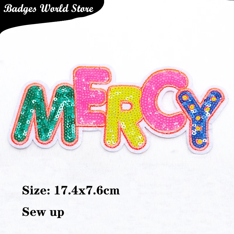 Shiny Words Love Sequins Letter Chenille Icon Towel Embroidery Applique Patches For Clothing DIY Sew up Badges on the Backpack