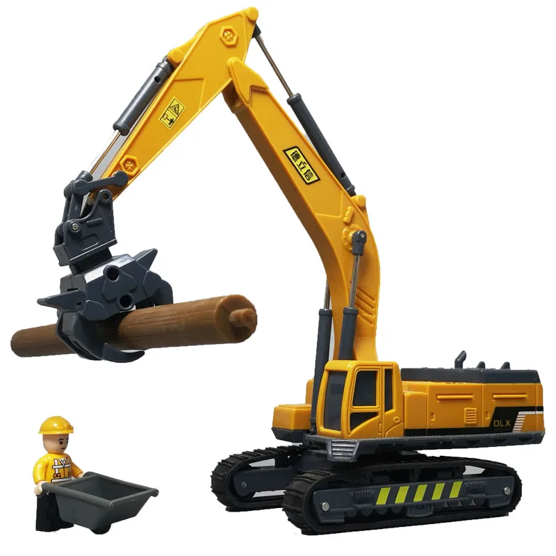 Hot-selling plastic engineering truck model,1:50 excavator grab wood toy,wood transport truck,free shipping