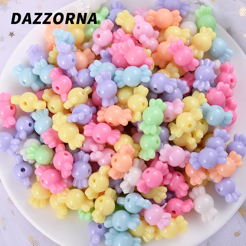 30-180Pcs Candy Color Candy Acrylic Beads Round with Holes Loose Spacer Beads for Diy Jewelry Making Handicraft Accessories