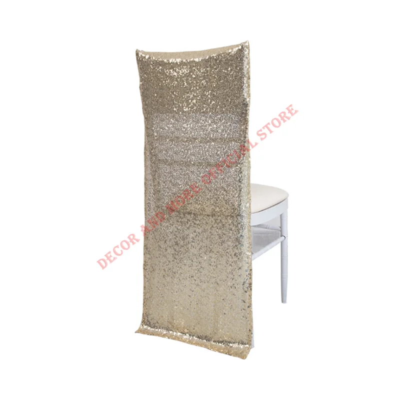 10PCS Decoration Sequin Chair Covers Hotel Banquet Party Wedding Chair Cover Gold Pink Silver Red Chair Cap 40X110CM