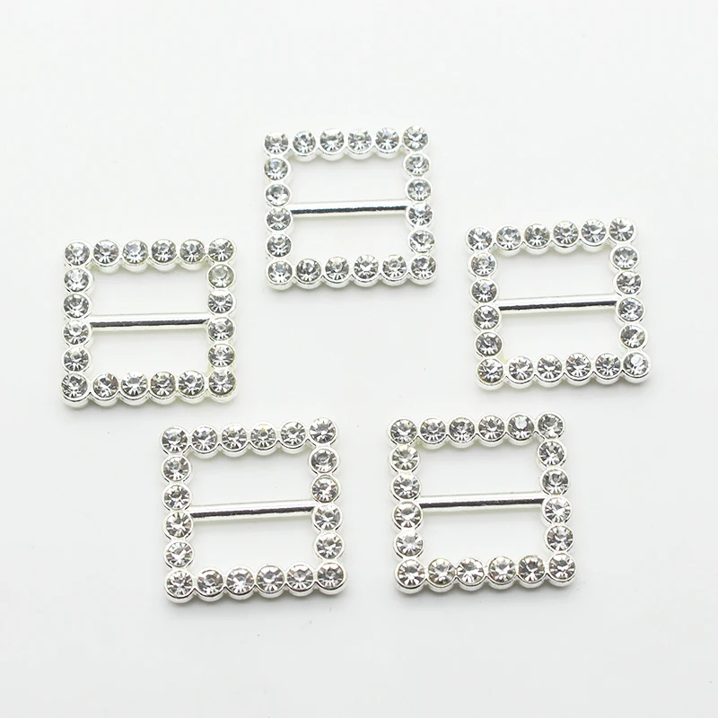ZMASEY Metal Alloy Buckles Shoe Buckles 10Pcs/Lot Handwork Sewing Ribbon Accessories Wedding Card Decoration Rhinestones Buckle