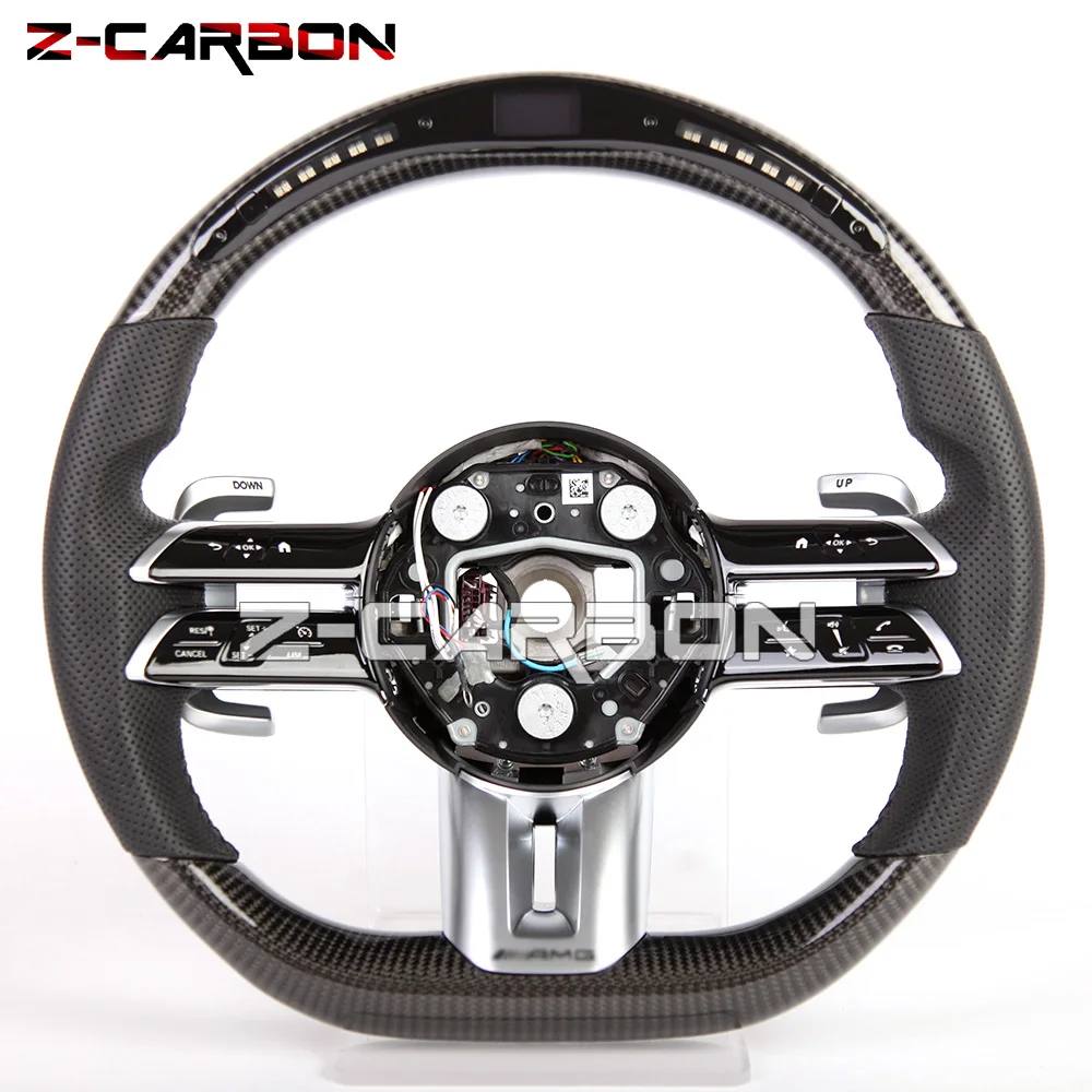 Led Carbon Fiber Perforated Leather Steering Wheel Fit For Mercedes Benz AMG W205 W204 2010-2021 Model