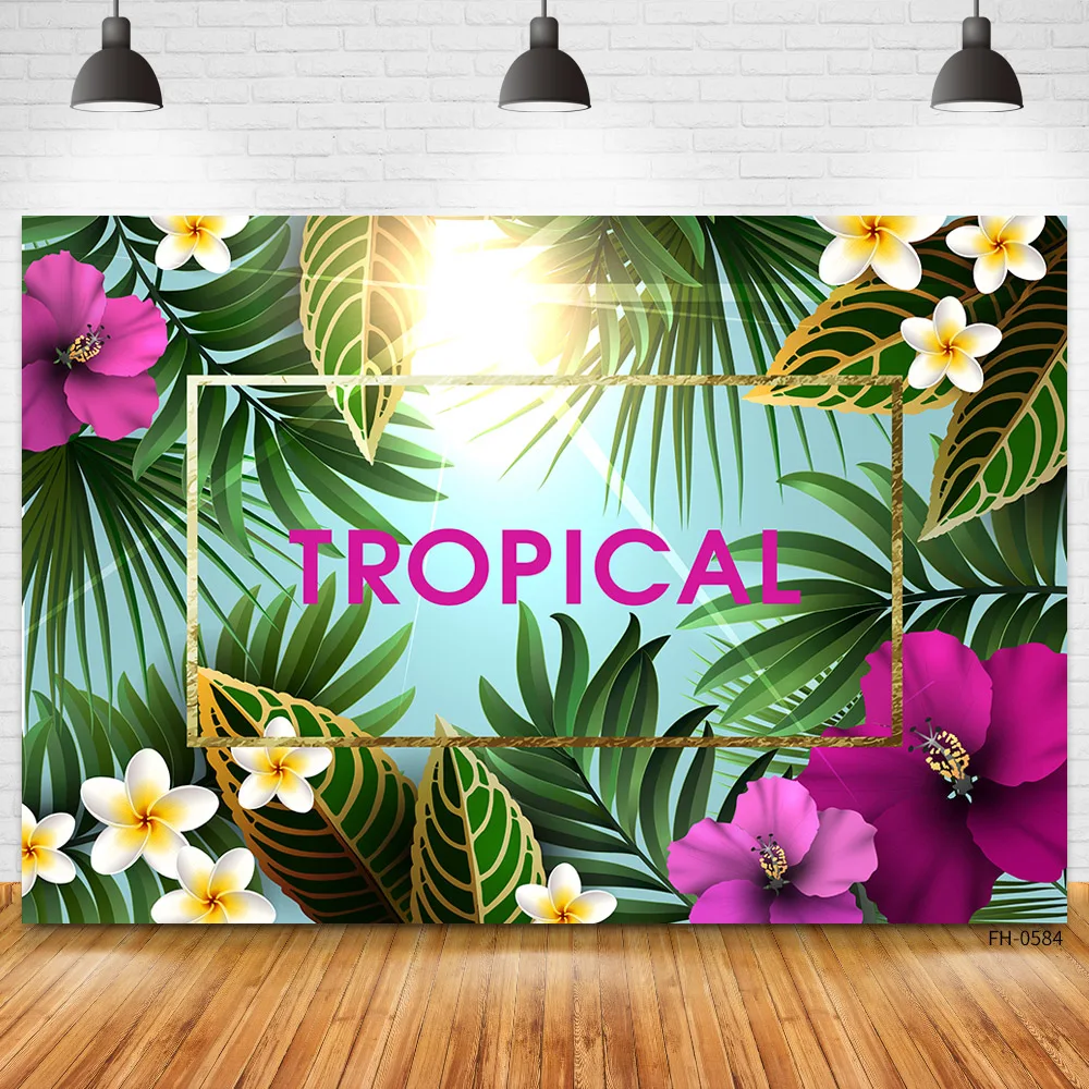 Tropical Jungle สีเขียวใบ Safari วันเกิดการถ่ายภาพพื้นหลังปาล์มต้นไม้ Photo Studio ฉากหลังสำหรับปาร์ตี้เด็ก Photocall