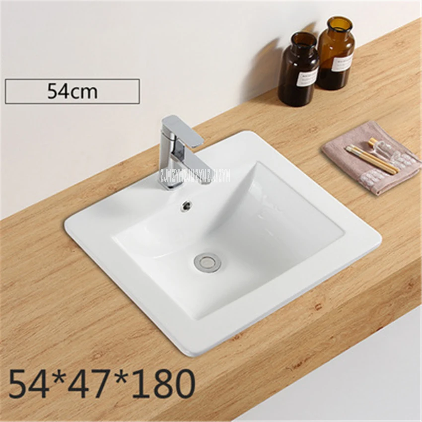 B31149 Counter Integrated Cabinet Wash Basins Under Counter Sinks Embedded Installation Hand Sink Rectangular Ceramic Washbasin