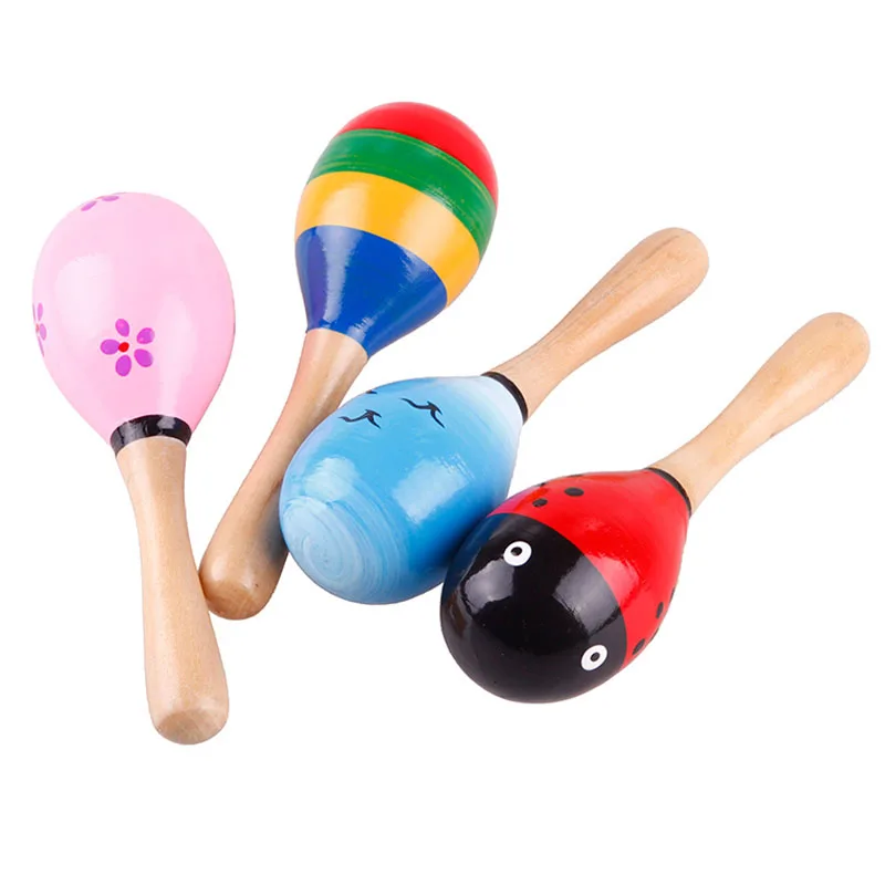 Fashion New Practical Hot Wooden Maraca Wood Rattles Kid Musical Party Favor Child Baby Shaker Toy #27398