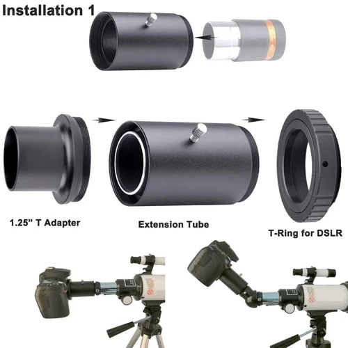 Imagen 2 del producto StarDikor-Adaptador de cámara para telescopio, anillo en T, adaptador de montaje para telescopio de 1,25 pulgadas, tubo de extensión para Nikon/Canon/Sony/Pentax/Olympus