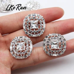 LKERAN 10pcs 24mm Silver Metal Buttons Wedding dress Decorative Button for Sewing Clothing Craft Rhinestone Accessories jewelry