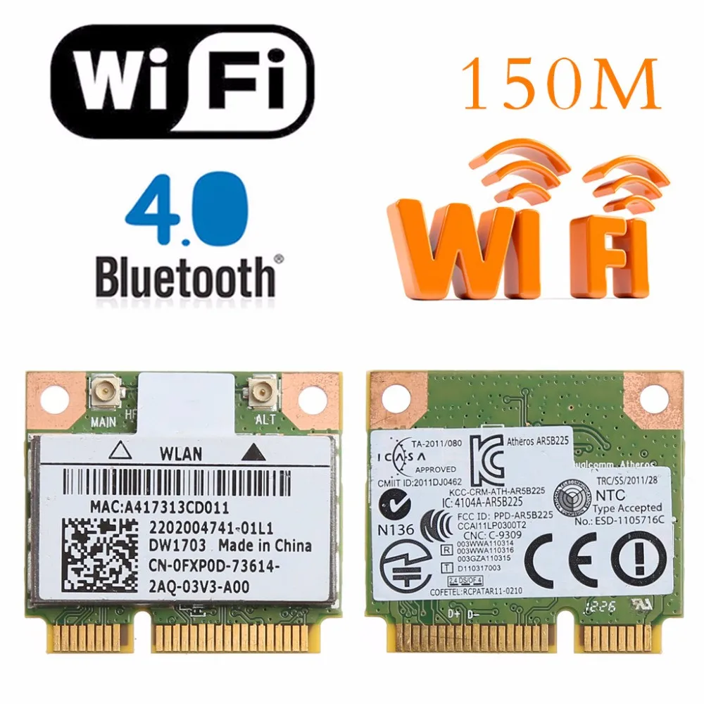 Bluetooth-compatible V4.0 Atheros AR5B225 WiFi Wireless Half Mini PCI-E Card 802.11 b/g/n for Window 7 8 8.1 10  Dropship