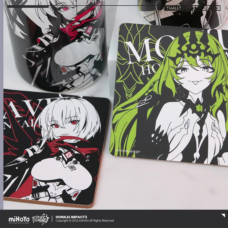 Game Honkai Impact 3 Elysia Mobius Natasha Cioara Line impression Series Glass Cup Anime Cosplay Water Cup Coaster Xams Gift