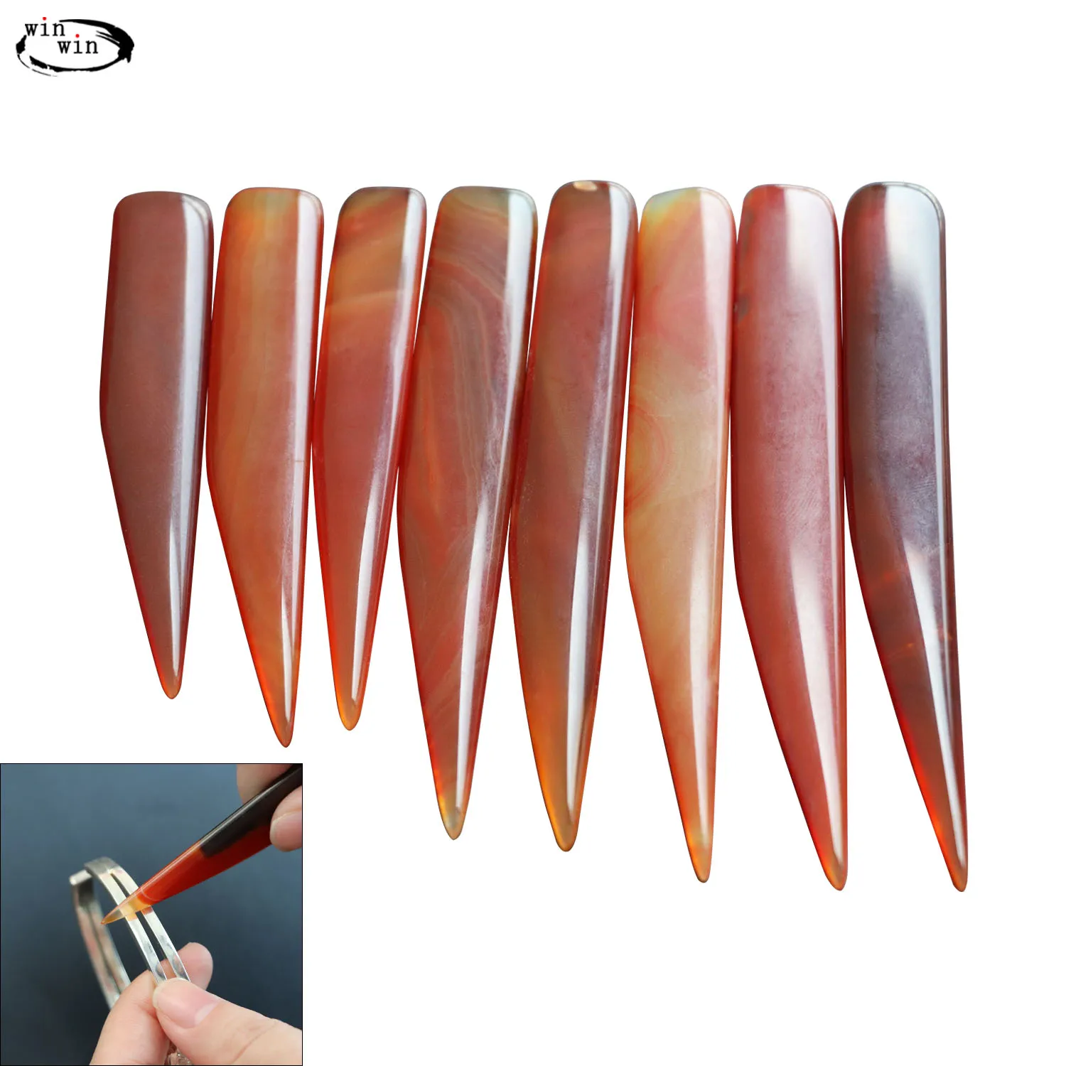 

Berkem 7cm~15 cm Magic Faux Agate Knife Burnisher Polishing Hand Tool Agate Knife For Gold And Sliver Copper Jewelry