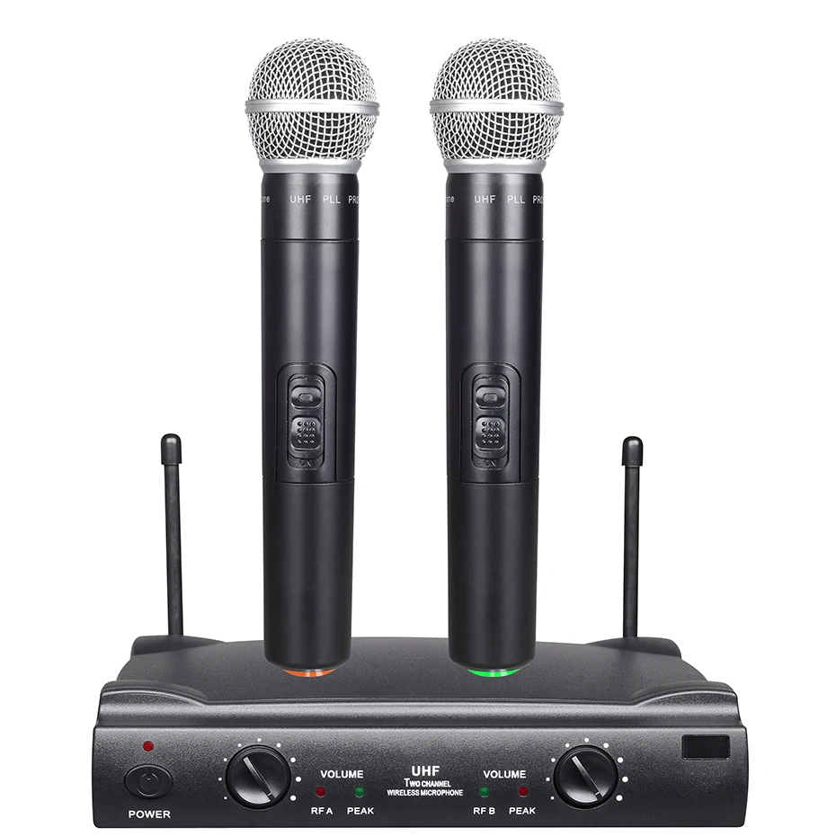 BOMGE Professional 120 Meters UHF Dual Channels Wireless Microphone System For Karaoke Home System