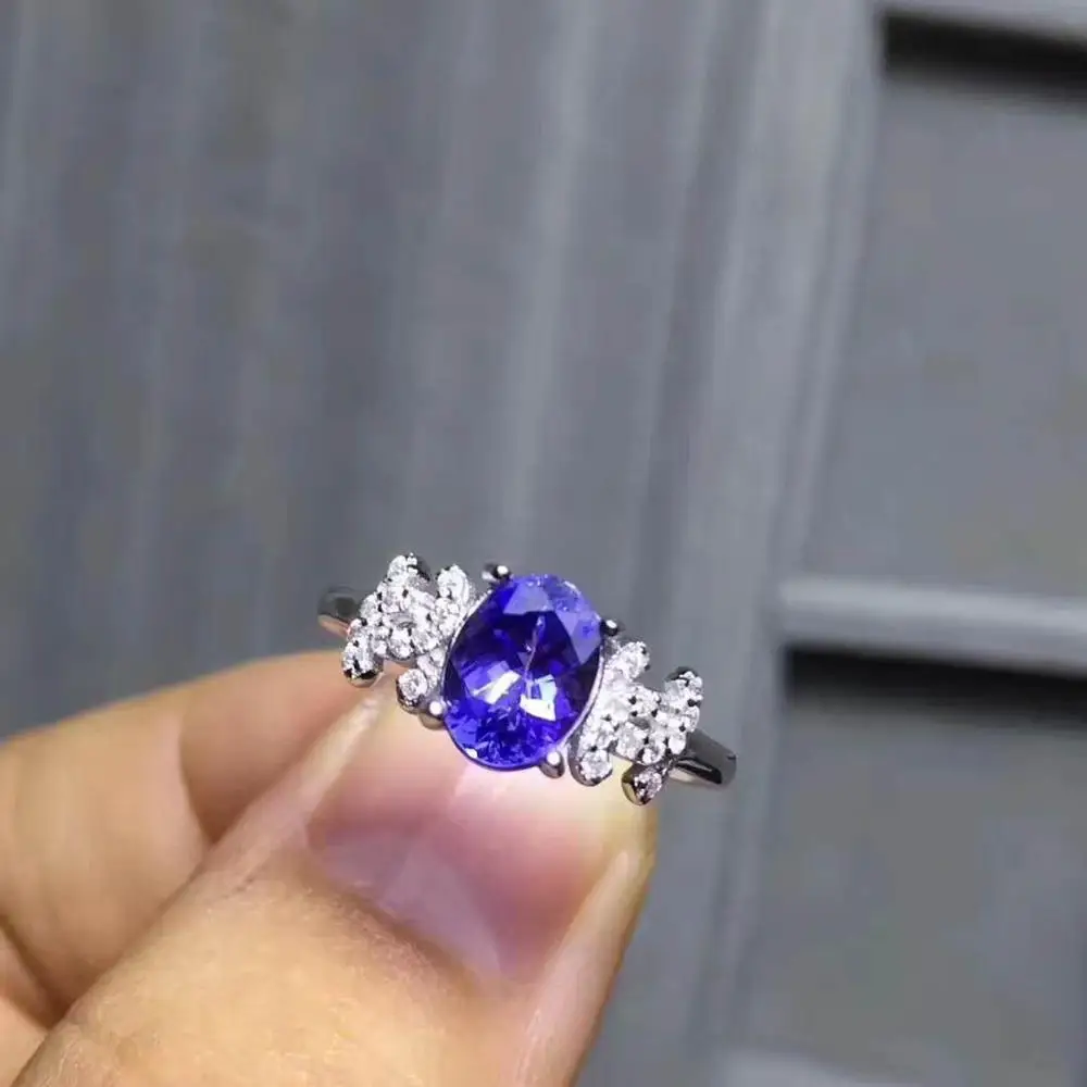 Natural And Real Tanzanite luxury ring ring Free shipping gemstone 925 sterling silver Fine jewelry