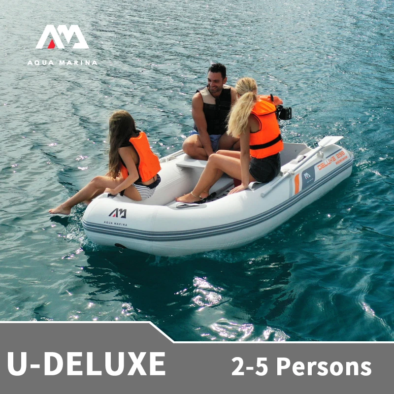 

AQUA MARINA U-DELUEX Inflatable Speedboat 3-5 Persons Family Water Sports Lightweight PVC U-Shape Rowboat With Paddle