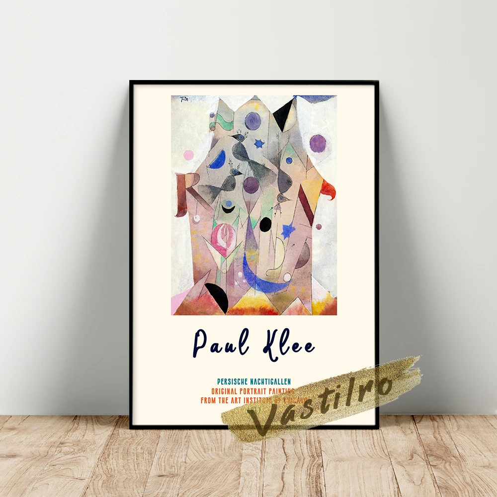 Paul Klee Exhibition Poster, Klee Persische Nachtigallen Wall Picture, Abstract Geometry Portrait Painting, Bedroom Wall Decor