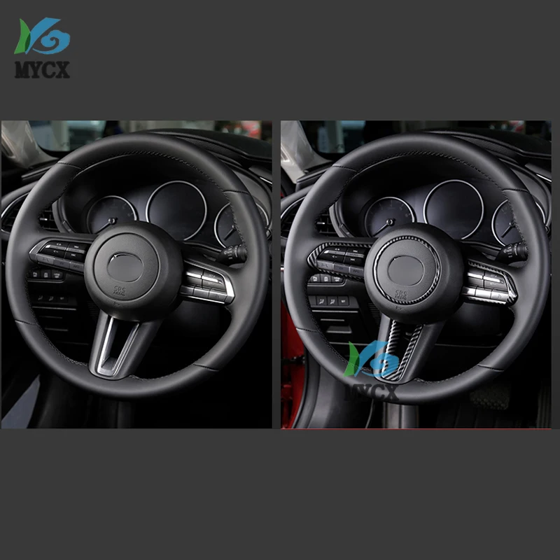 4 قطعة لمازدا CX30 CX-30 2020 2021 الداخلية غطاء عجلة القيادة تقليم الكروم اكسسوارات السيارات التصميم