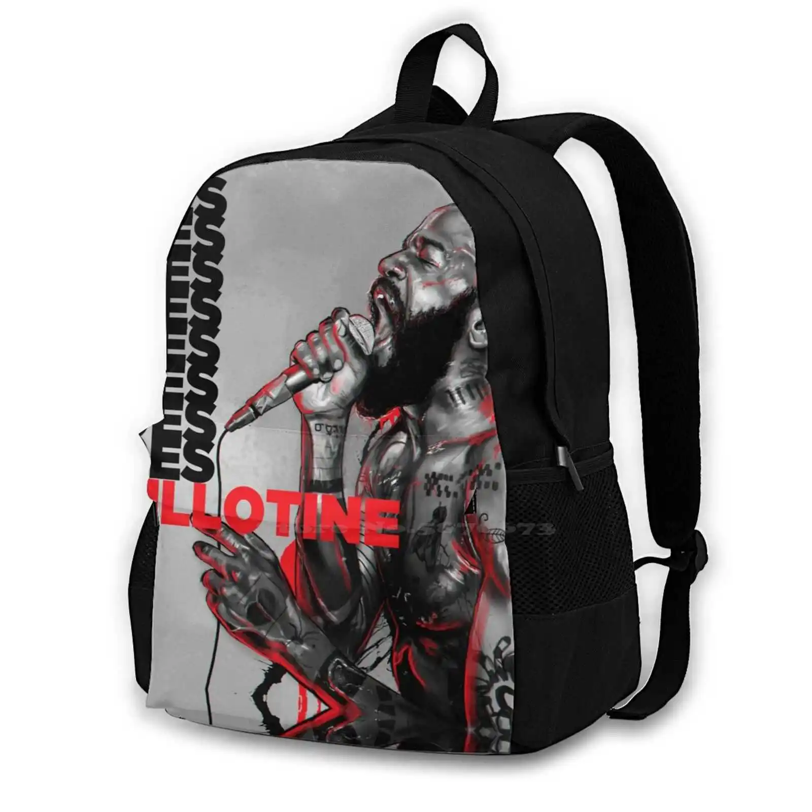 Guillotine Fashion Pattern Design Travel Laptop School Backpack Bag Noided Guillotine Rap Mc Ride Mcride Stefan Burnett Zach