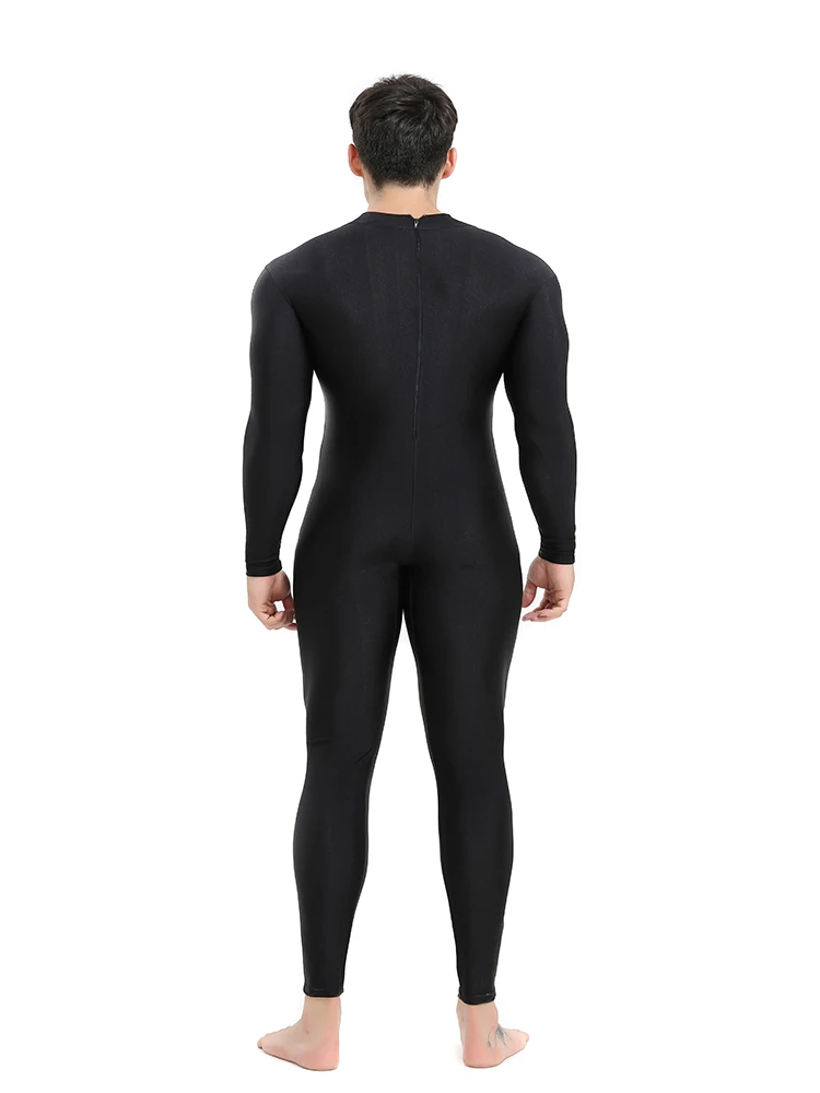 Speerise Mens Black Turtleneck Spandex Long Sleeve Unitard Unisex Full Length Ballet Bodysuit Footless Dancewear Costum