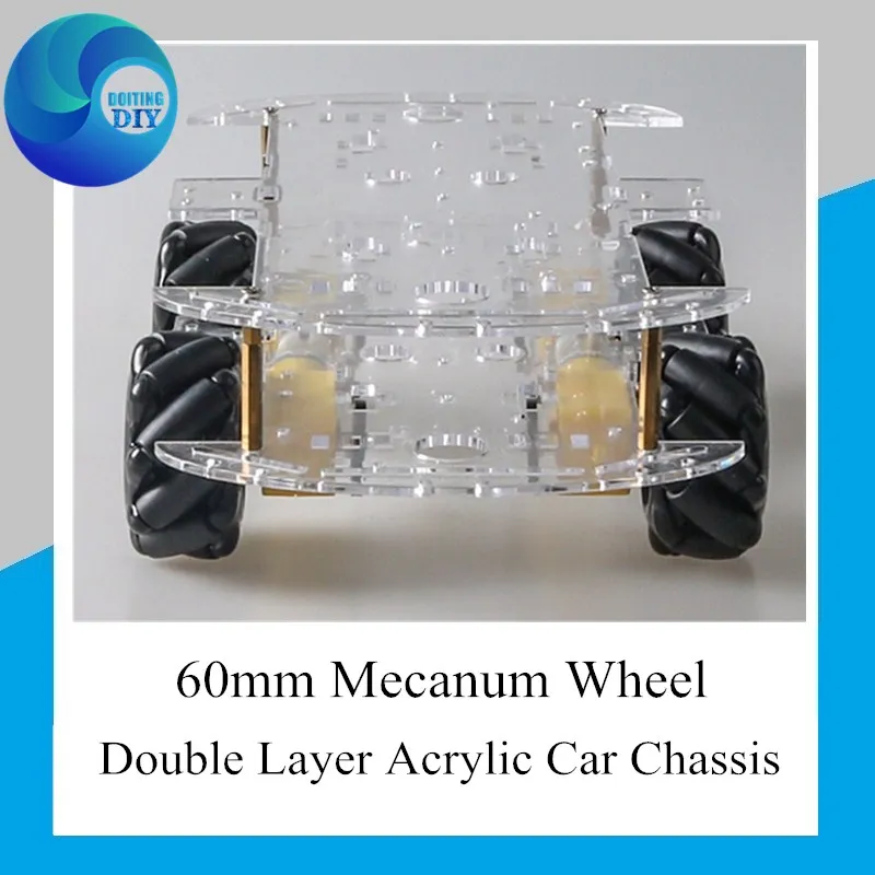 Double Layer 60mm Mecanum Wheel Smart Car Chassis With TT Motor For Arduino Acrylic Plate DIY Robot Car Model RC Toy DIY Kit