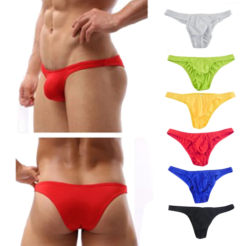 CLEVER-MENMODE 6pcs/ Pack Bikini Men Thongs Underwear Sexy Panties Briefs Pouch G String T-Back Underpants Lingerie Thong