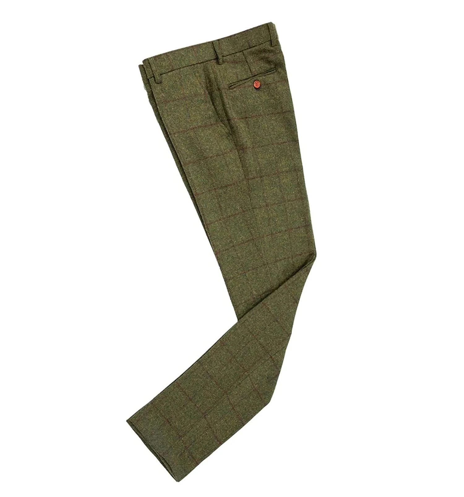 Men's Green Trousers Tweed Leisure Cotton Male Gentleman regular fit Herringbone Business Plaid Woolen Pants for Wedding Groom