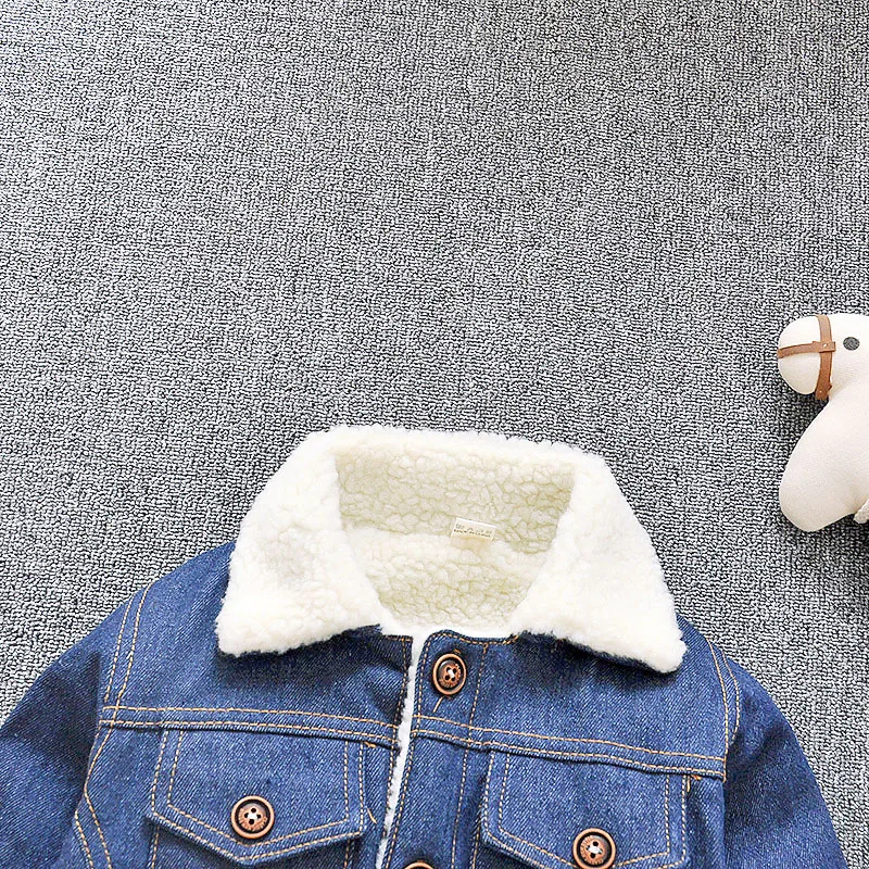 DIIMUU Plush Baby Boys Jacket Girls Coat Clothing Winter Kids Children Warm Outerwear Denim Coats Toddler Boy Girl Tops Clothes