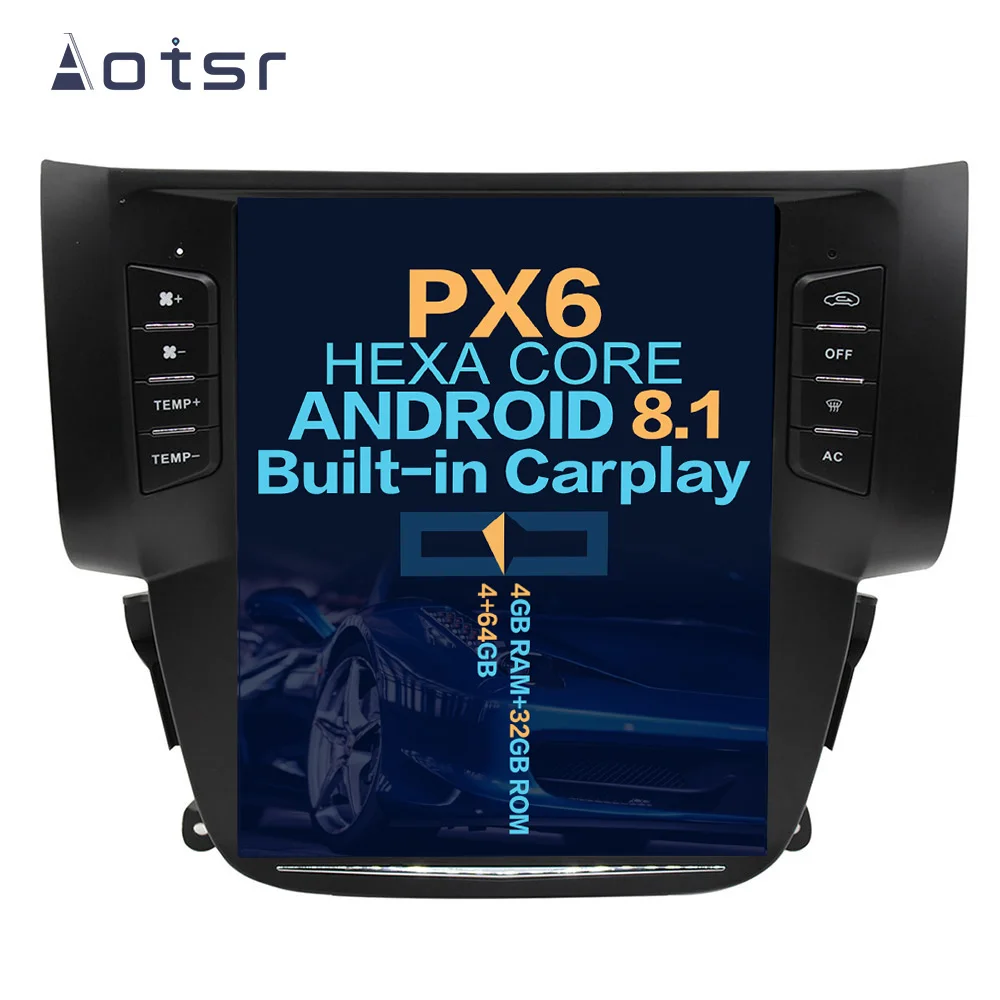10.4“  Vertical screen Android 8.1 Car DVD Multimedia player GPS Navigation For NISSAN SYLPHY 2012-2016 carplay Tesla DSP BT