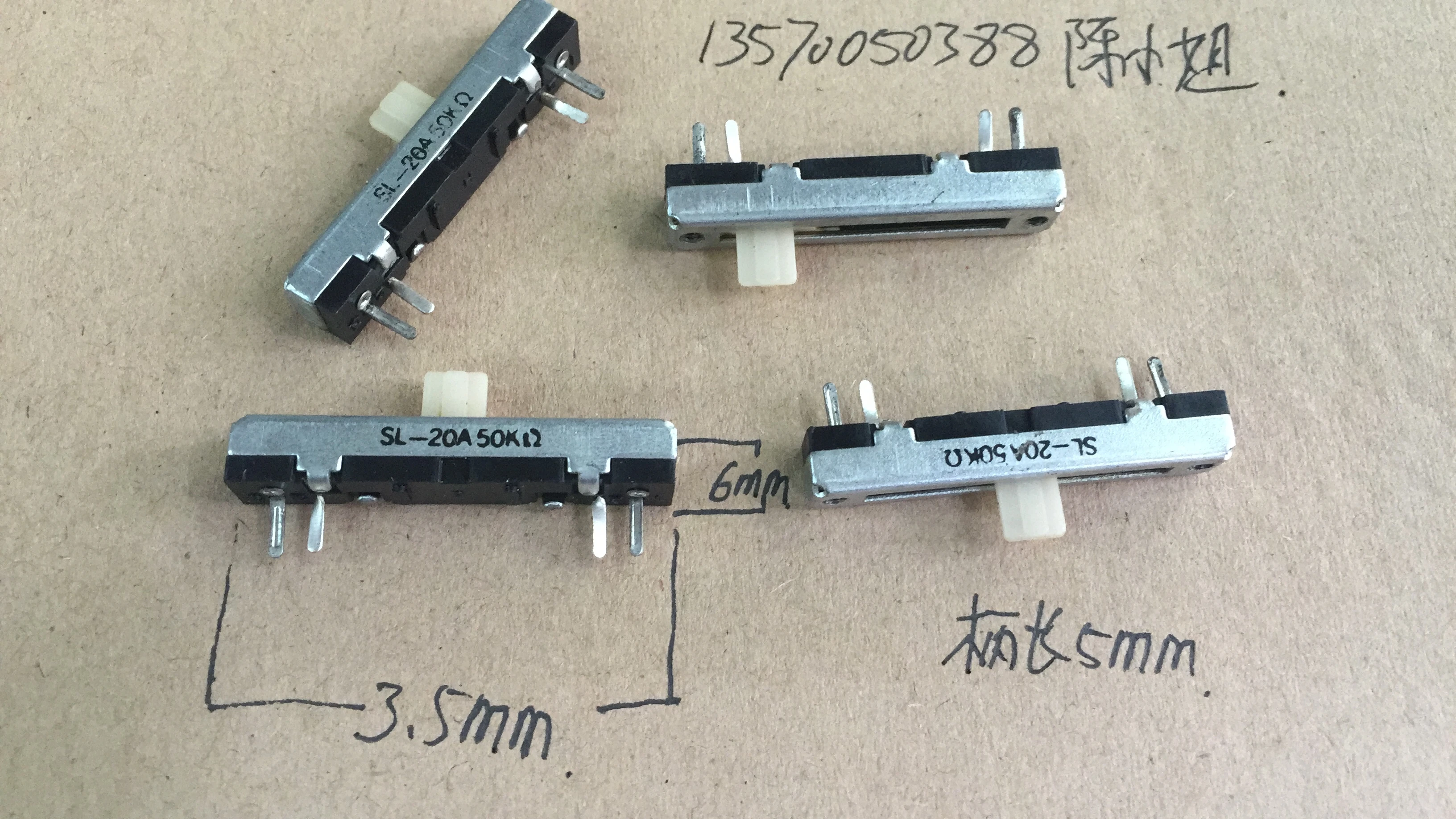 Sliding potentiometer for musical instrument 3.5cm a 50K handle length 5mm