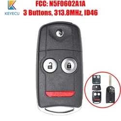 FCC ID: N5F0602A1A Flip Remote Car Key Fob 3 Buttons 313.8MHz ID46 Chip for Acura MDX RDX 2007 2008 2009 2010 2011 2012