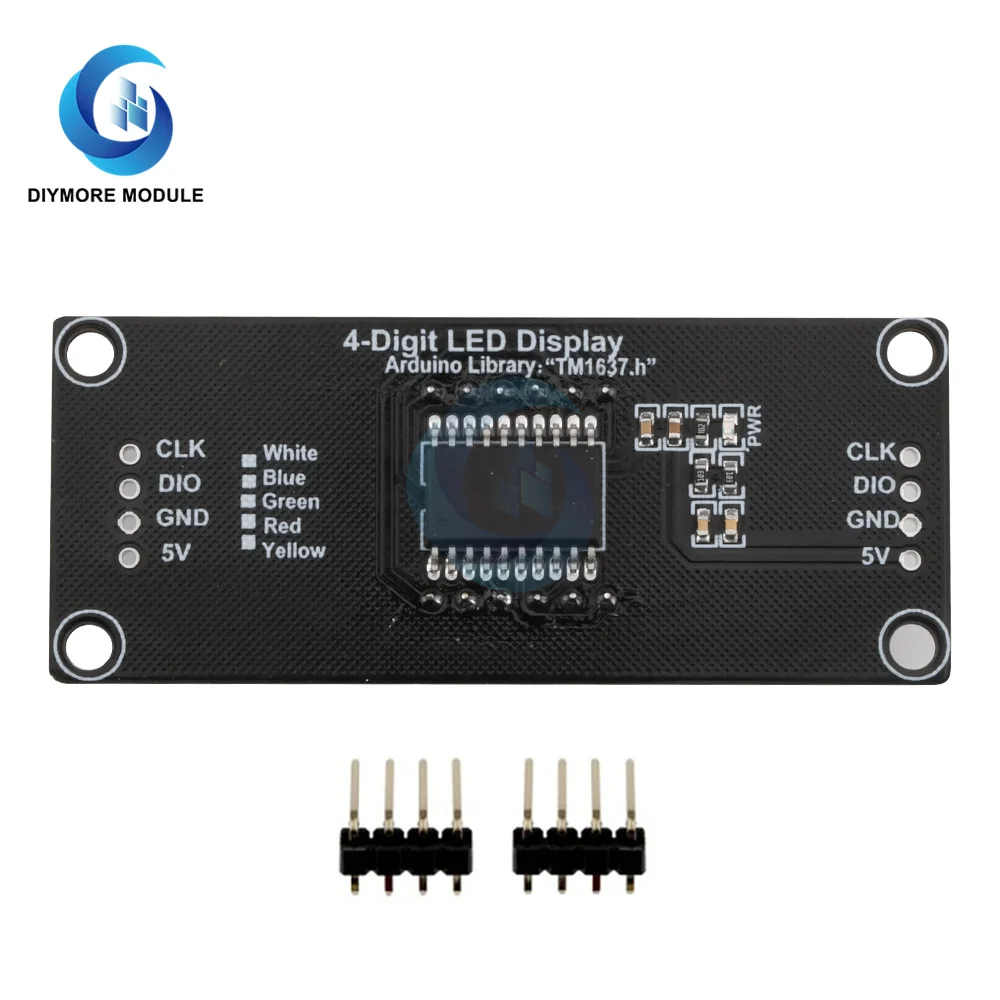 TM1637 4-Digit 7 Segments Digital LED Display Module 0.56 inch Display Tube Decimal Clock Double Dots Module Board for Arduino