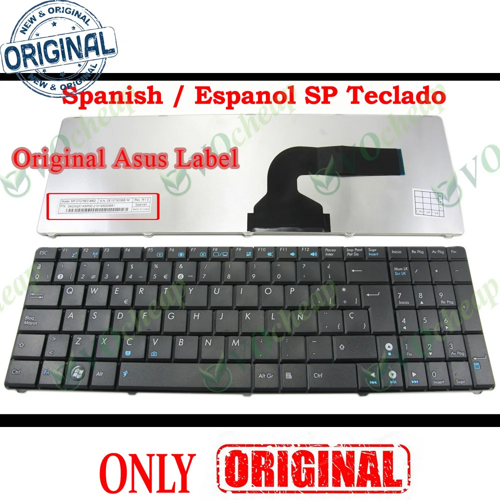 

Новая клавиатура для ноутбука ASUS N50 N53S N53SV K52F K53S K53SV K72F K52 A53 A52 U50 G51 N51 N52 N53 G73 Черный Испанский/espanol SP
