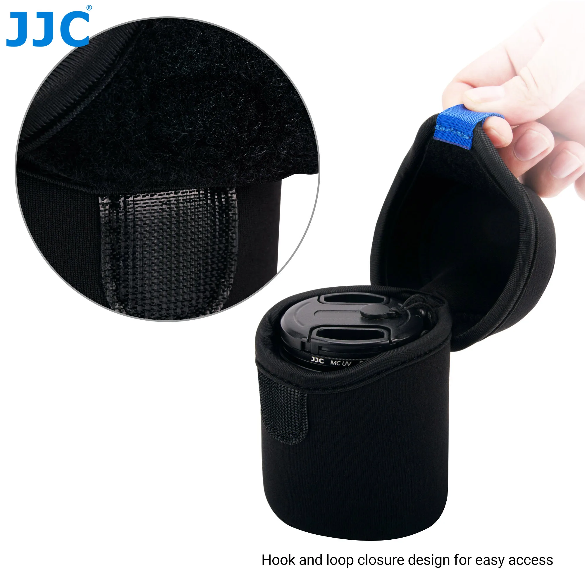 JJC Neoprene Mirrorless Lens Pouch Bag Compact Camera Lens Pouch Case Fold-Over Lens Bag for Canon Nikon Fuji Fujifilm Olympus