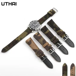 UTHAI Z83 Camouflage Velvet Military Watch Strap 18mm 20mm 22mm watchband For Samsung Watch Strap For Huawei Watch