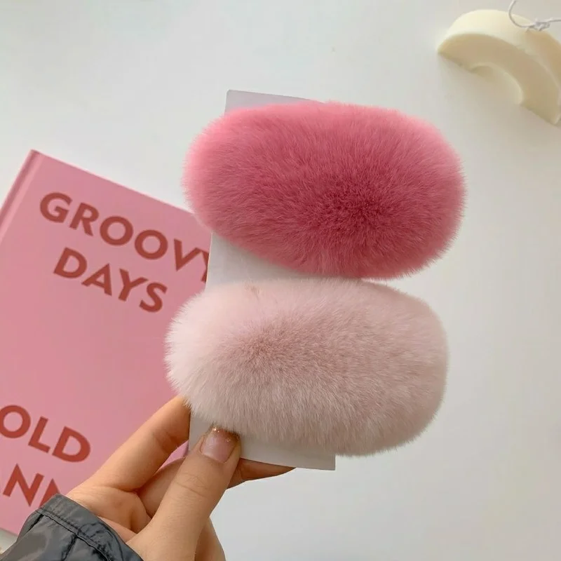 Hair clip Korean ins real rex rabbit hair clip super cute plush hairpin fur fur BB card net red