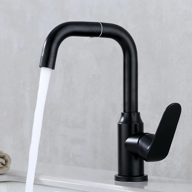 New 304 Stainless Steel Black/Silver/Brushed Basin Sink Bathroom Faucet Single Lever Handle Hot And Cold Mixer Tap Deck Mounted