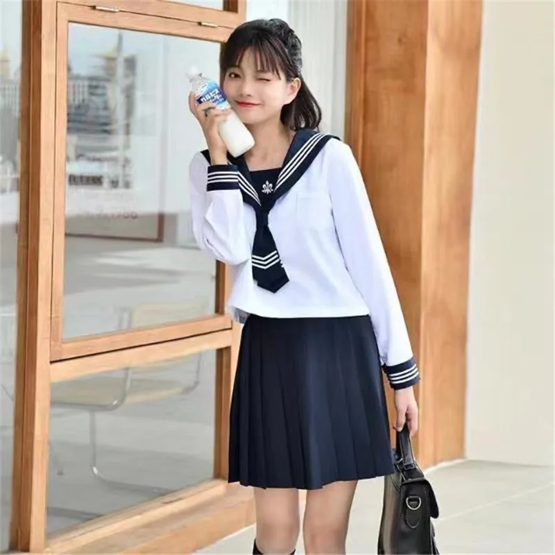 Uniformes da menina da escola japonesa quente camisa de manga curta saia plissada gravata define uniforme escolar coreano cosplay estudante jk marinheiro terno