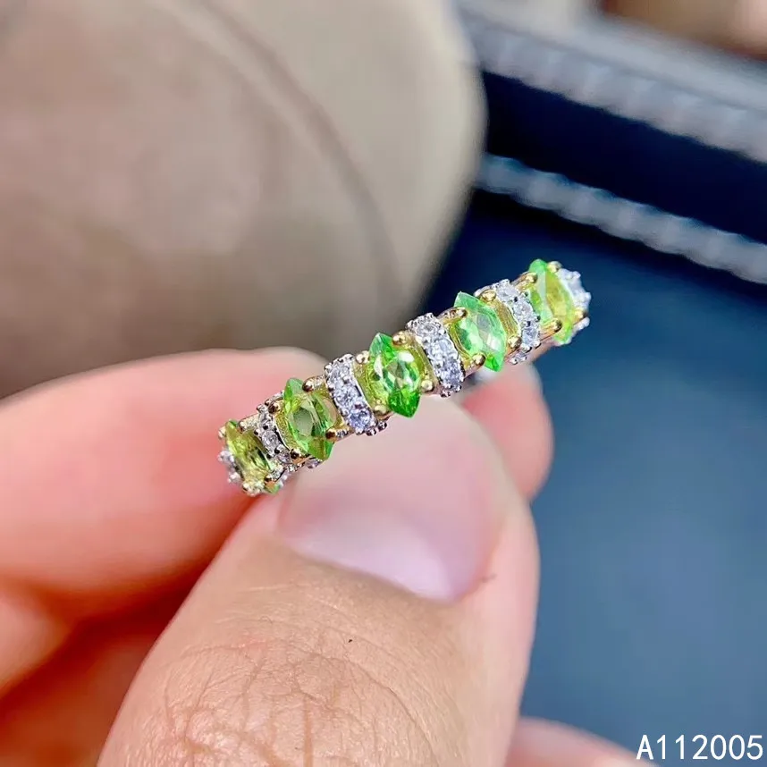 

KJJEAXCMY fine jewelry 925 sterling silver inlaid natural Tsavorite ring luxury delicate female support testing