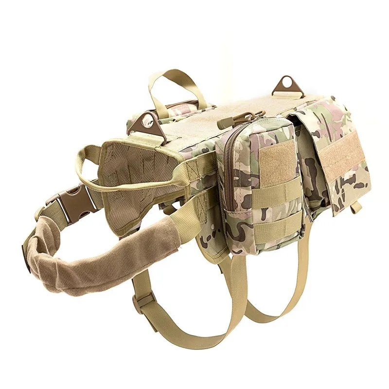 Military Dog Harness Saddle with Pocket Bag Pet Training Vest Soft Collar Adjustable Accessories For Small Medidum Large Dog