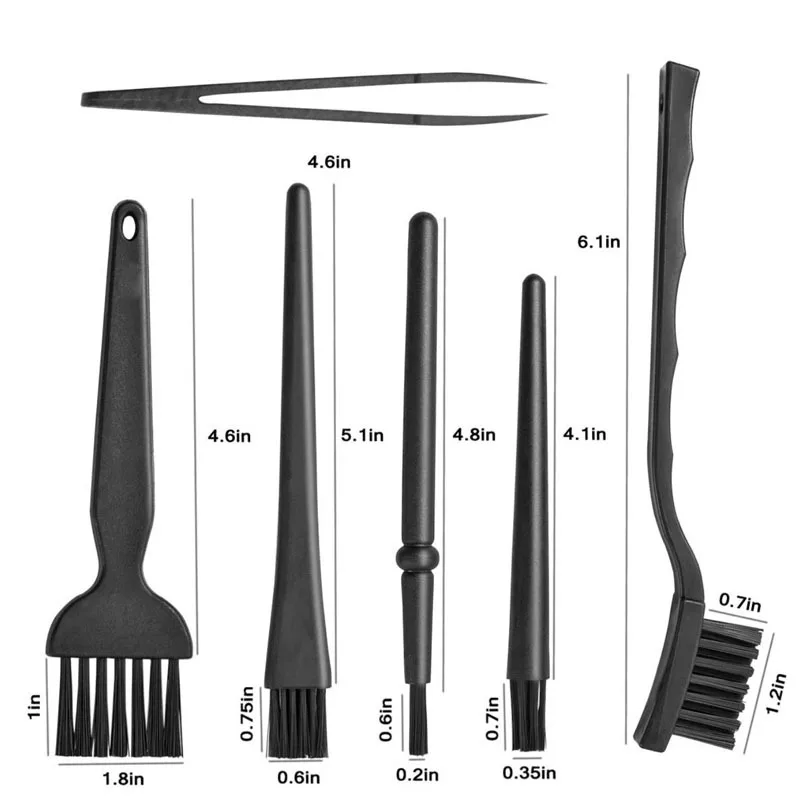 Kit di spazzole per la pulizia della tastiera nera 6 in 1 detergente per spazzole antipolvere per Computer di piccole dimensioni antistatico per