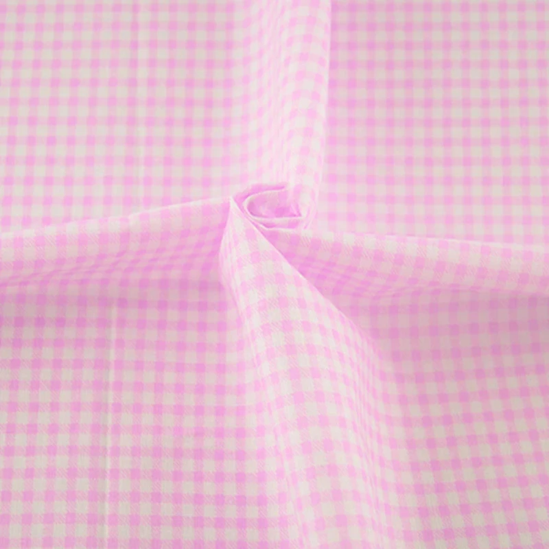 Rosa und weiß karierter Baumwollstoff zum Nähen von Steppdecken, Puppenzubehör, Material, Patchwork-Stoff im Meterware, dünn – Detail 26