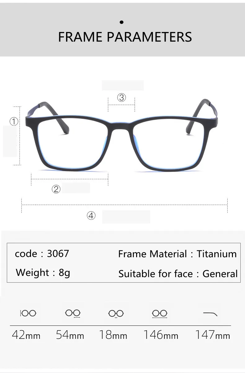 Hohe Qualität Reinem Titan Männer Anti Blau Licht Presbyopie Brillen Lesebrille mit Dioptrien + 1,0 + 1,5 + 2,0 + 2,5 + 3,0 + 3,5 + 4,0 – Detail 9