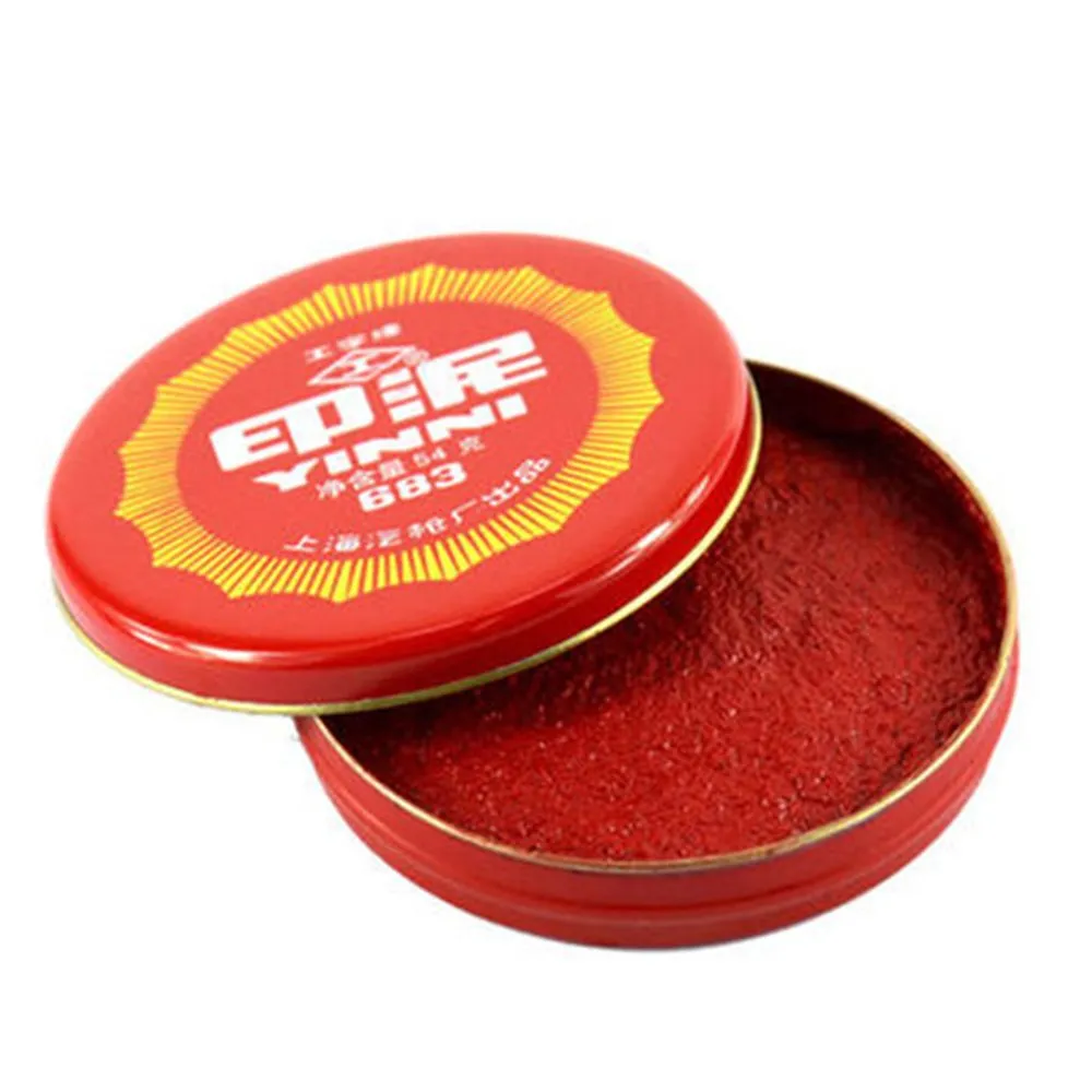 10Pcs  RED CALLIGRAPHY INK Round Tin Chinese Yinni 681 682 683 684 685 Paste Stamp Painting Stamping Seals