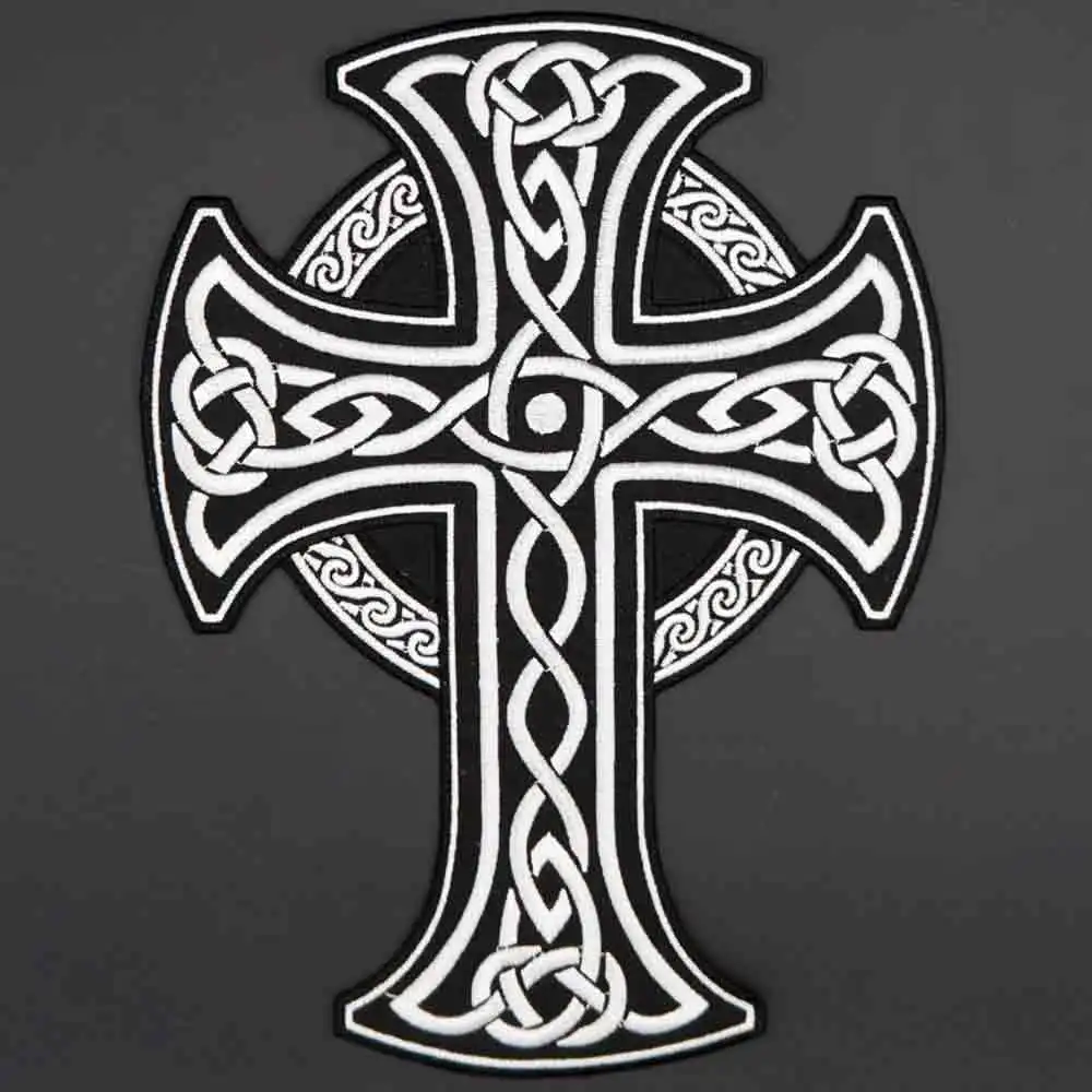 Large Cross Iron On Patch Embroidered Applique Sewing Label Punk Biker Patches Clothes Stickers Apparel Accessories Badge