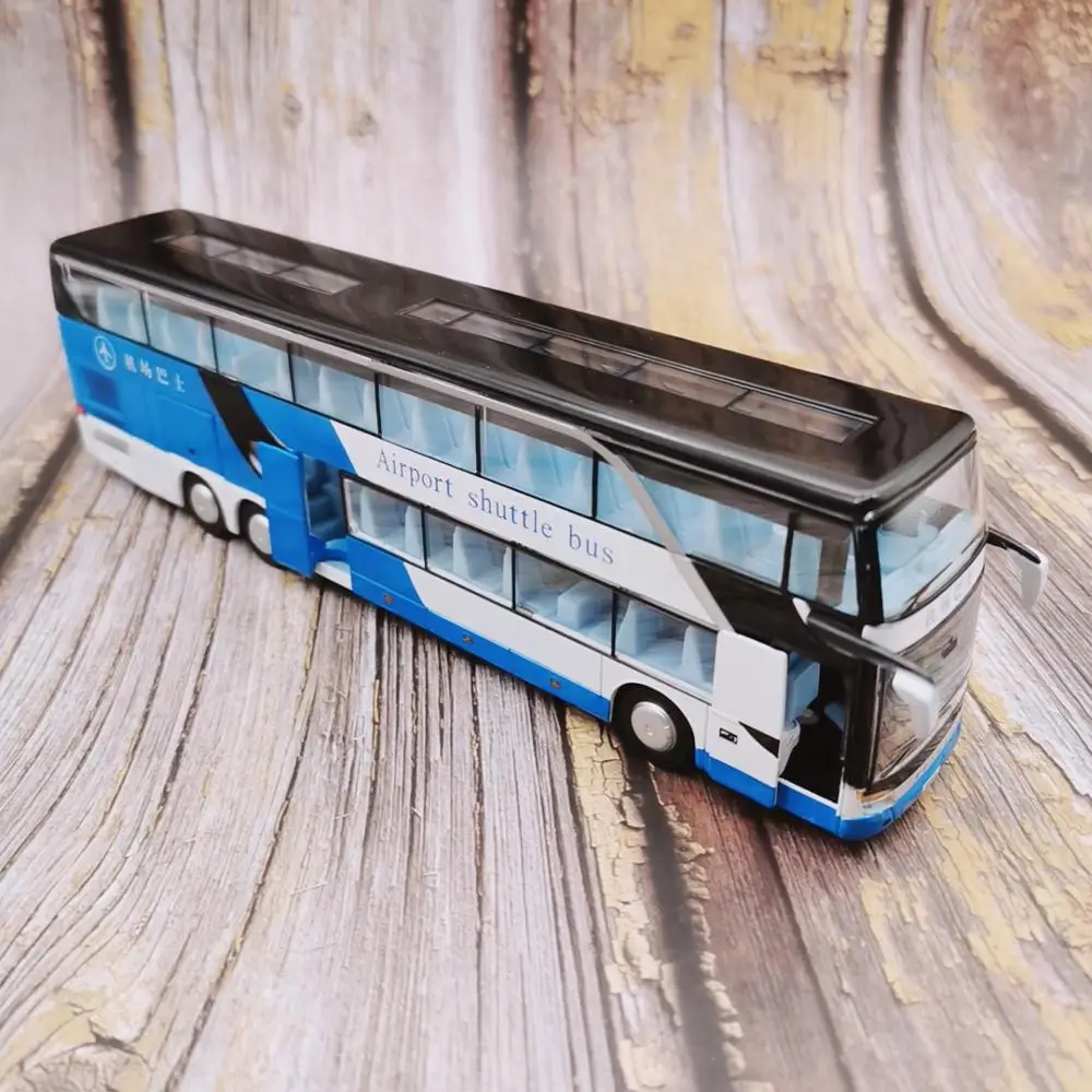 Exquisite 1:50 travel bus alloy model,simulation double-decker bus model,children's sound and light pull back toys,free shipping