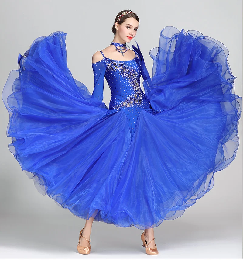 Robes de danse de salon Standard femmes nouveau Design jupe de danse de valse adulte 7 couleurs robe de compétition de salle de bal de valse