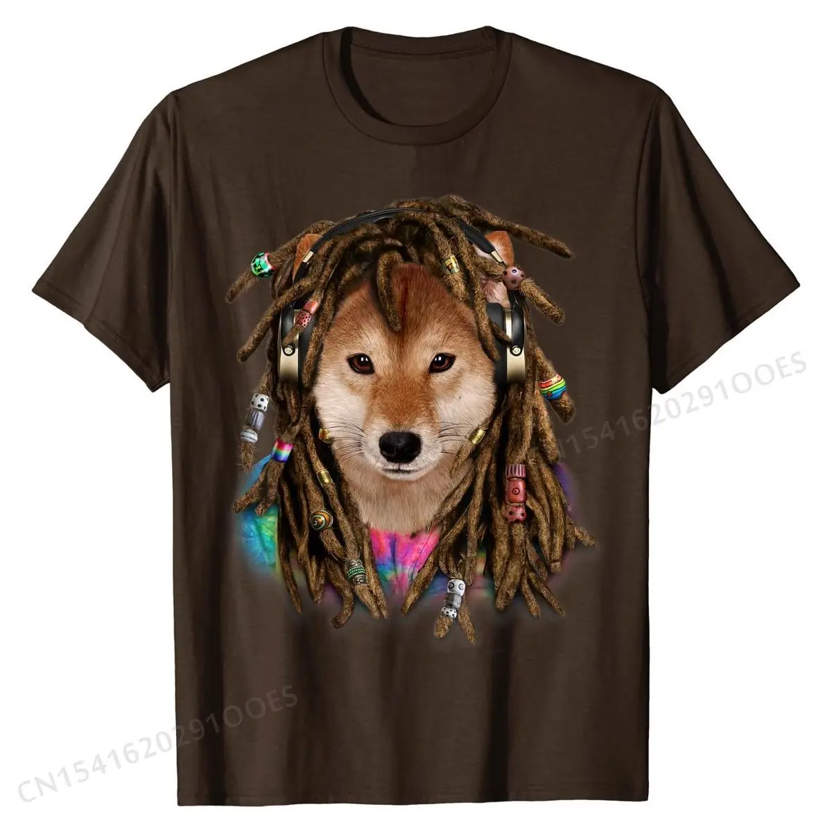 Shiba Inu Dog as Dreadlocks Hippie, Reggae Dreads T-Shirt T Shirts for Men Funny Tees Slim Fit Printing Cotton