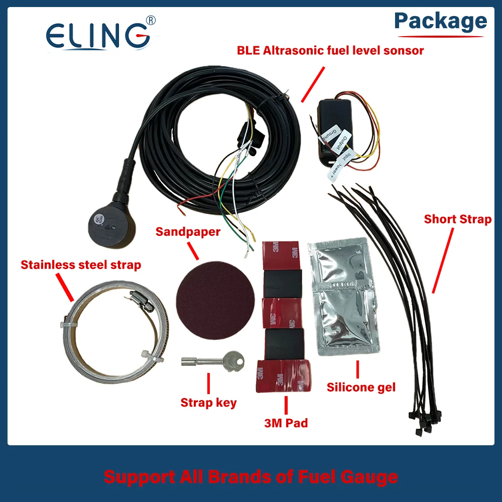 ELING Ultrasonic Fuel Level Sensor Monitoring System Non-Contact Fuel Level Gauge Ohm Gauge for Truck Diesel Level Detection