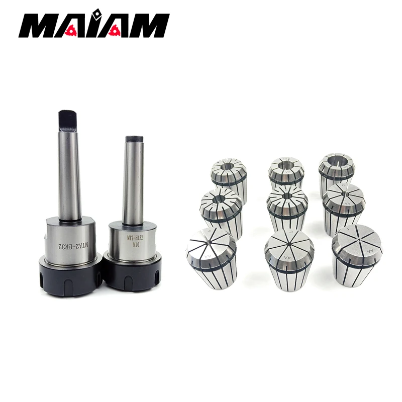 A Set MT2 MT3 MT4 ER25 ER32 Tool Holder Collet chuck Suit Morse MT ER Thread Rear Pull Flat Tail CNC Tools Bracket For Nut Wrenc