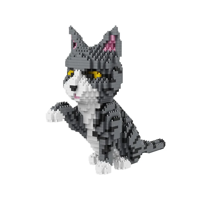 1300pcs+ Balody  Animal Building Blocks Cat 3D Sitting Stretch Cat Pets Mini Diamond Bricks Toys For Children Gift